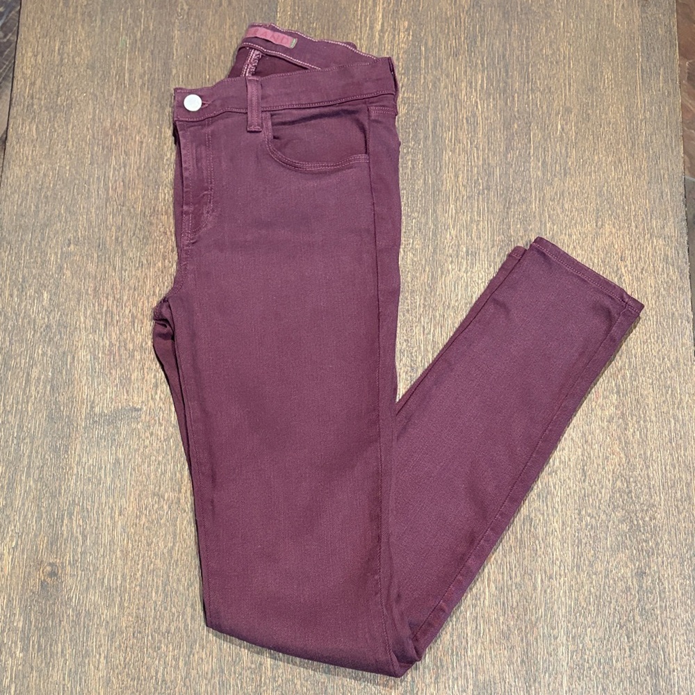 J Brand Women's Super Skinny “Lavish” Burgundy Jeans - Size 28